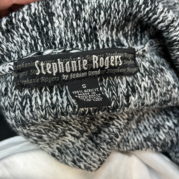 Stephanie Rodgers Knit Cardigan Sweater Size Small Black & White - Picture 2 of 3